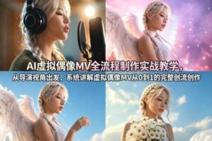 AI虚拟偶像MV全流程制作实战教学，从导演视角出发，系统讲解虚拟偶像MV从0到1的完整创作流程