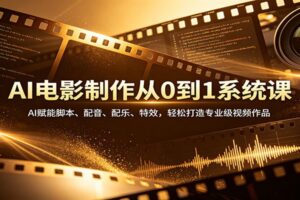 AI电影制作从0到1系统课:AI赋能脚本、配音、配乐、特效,轻松打造专业级视频作品