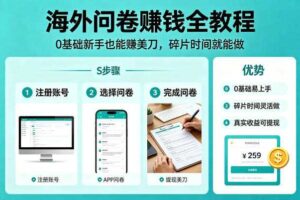 海外问卷賺钱全教程,0基础新手也能賺美刀,碎片时间就能做