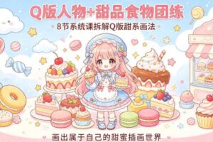 Q版人物+甜品食物团练,8节系统课拆解Q版甜系画法,画出属于自己的甜蜜插画世界