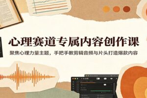 心理赛道专属内容创作课:聚焦心理力量主题,手把手教剪辑音频与片头打造爆款内容