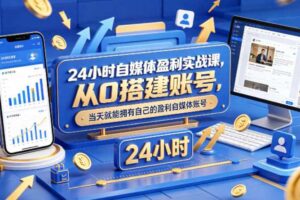 24小时自媒体盈利实战课，从0搭建账号，当天就能拥有自己的盈利自媒体账号