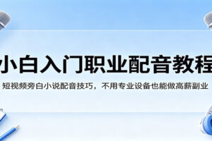小白入门职业配音教程，短视频旁白小说配音技巧，不用专业设备也能做高薪副业