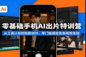零基础手机AI出片特训营：从工具认知到短剧创作，零门槛搞定各类视频变现