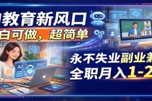 AI教育新风口，小白可做，超简单，永不失业副业兼职 全职月入1-2W