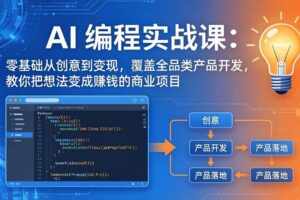 (17895期)AI编程实战课-第三期-更新:零基础从创意到变现,覆盖全品类产品开发,把想法变成赚钱的项目