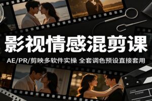 影视情感混剪课:AE/PR/剪映多软件实操,全套调色预设直接套用