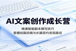 AI文案创作成长营:精通智能剧本撰写技巧,掌握短篇投稿与长篇签约变现路径