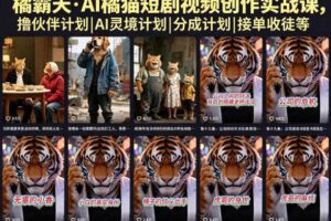 橘霸天·AI橘猫短剧视频创作实战课,撸伙伴计划|AI灵境计划|分成计划|接单收徒等