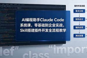 (18514期)AI 编程助手 Claude Code 系统课,零基础到企业实战,Skill 搭建插件开发全流程教学