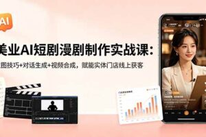 (18536期)美业AI短剧漫剧制作实战课:生图技巧+对话生成+视频合成,赋能实体门店线上获客